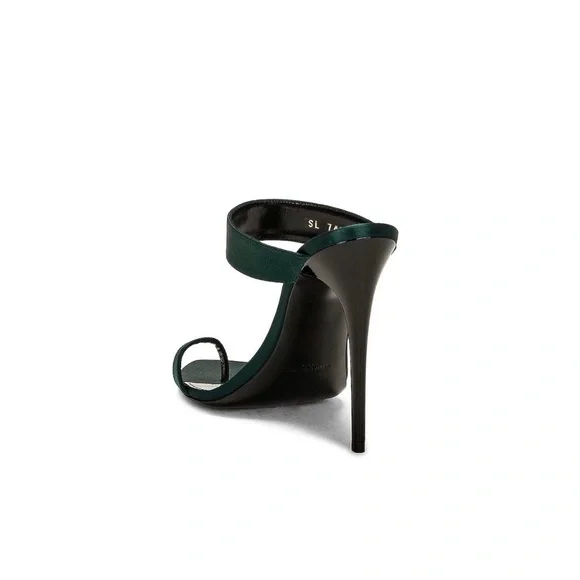 Saint Laurent "Martha" Mules - Crepe Satin Green Sandals - Picture 5 of 5